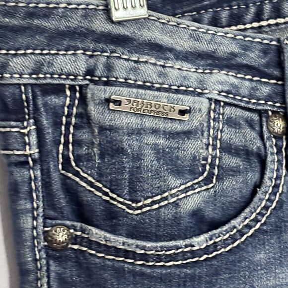 Rerock Express Women's Bootcut Blue Denim Distressed Jeans Size 8R Embroidered - Picture 9 of 15